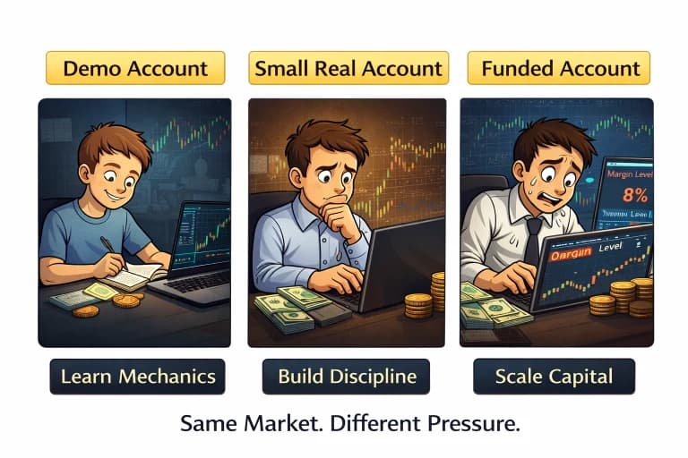 How to Start Forex Trading Safely for Beginners Using Demo, Real & Funded Accounts β Complete Starter Guide - Chapter 3